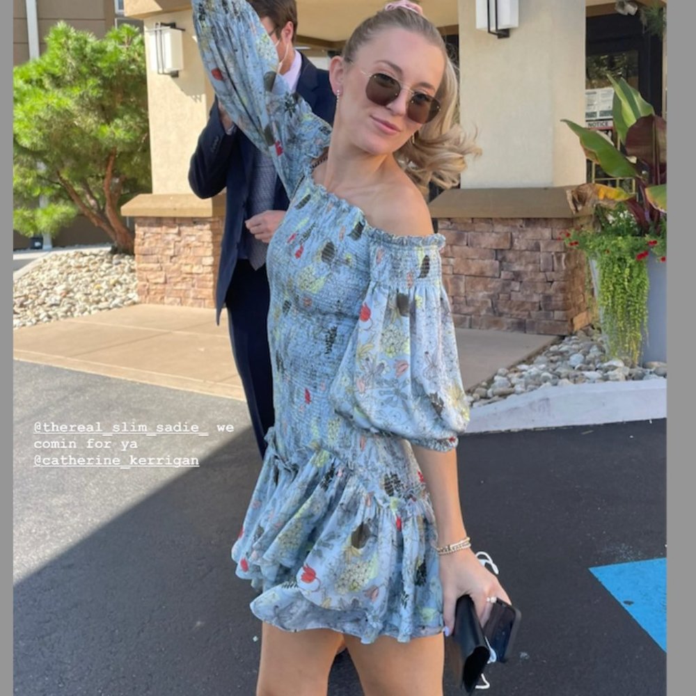 ALEXIS Gemina Smocked Blue Floral Asymmetric Mini Dress